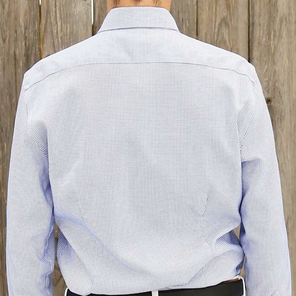 Stylish RW&CO. Blue Toned Pattern Dress Shirt Long-Sleeved Size: L/G 16-16.5 - Picture 3 of 8